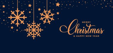 Mutlu Noeller tebrik kartı vektör arkaplan tasarımı. Noel ve mutlu yıllar Altın dekorasyon unsurlarını andıran mesajlar Vektör