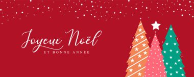 Christmas greeting card french, Merry Christmas and happy new year background banner, header clipart