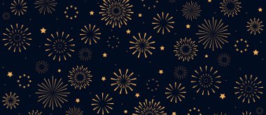 Mutlu yıllar 2025 Güzel, ışıl ışıl tasarım Altın havai fişek kutlama sınırı, bayram afişi