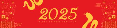 2025 Çin Yeni Yılı kırmızı, kart için altın rengi, pankart şablonu