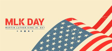 Martin Luther King 'i, Amerika Birleşik Devletleri' nin Ocak ayındaki küçük bayramını, vatansever Amerikan unsurlarını kutlayın. Poster, kart, afiş, arkaplan