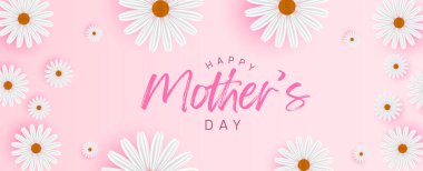 Anneler günü tebrik kartı. Kağıt pankartlı vektör afişi. Çiçekli, zarif duvar kağıdı arka plan.