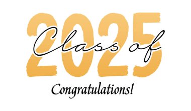 2025 Mezuniyet Sınıfı Retro Typography 'dan alıntı yapıyorum. Beyaz arkaplanda izole edilmiş yazdırma için vektör tasarımı. Mezuniyet 2025. Son sınıf şablonu. Mezuniyet el yazısı vektör harfi kaligrafi