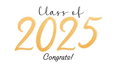 2025 Mezuniyet Sınıfı Retro Typography 'dan alıntı yapıyorum. Beyaz arkaplanda izole edilmiş yazdırma için vektör tasarımı. Mezuniyet 2025. Son sınıf şablonu. Mezuniyet el yazısı vektör harfi kaligrafi