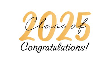 2025 Mezuniyet Sınıfı Retro Typography 'dan alıntı yapıyorum. Beyaz arkaplanda izole edilmiş yazdırma için vektör tasarımı. Mezuniyet 2025. Son sınıf şablonu. Mezuniyet el yazısı vektör harfi kaligrafi