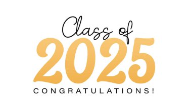 2025 Mezuniyet Sınıfı Retro Typography 'dan alıntı yapıyorum. Beyaz arkaplanda izole edilmiş yazdırma için vektör tasarımı. Mezuniyet 2025. Son sınıf şablonu. Mezuniyet el yazısı vektör harfi kaligrafi