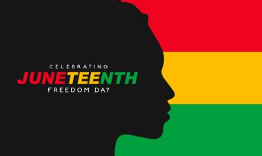 19 Haziran Bağımsızlık Günü 'nde. Özgürlük ya da Özgürlük Günü. Amerikan tarihinin bir kutlaması. Vektör illüstrasyonu