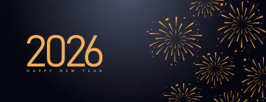 2026 Mutlu Yıllar Altın Metin Efekti Havai fişek Yıldızı Konfetisi