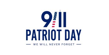 Amerikan Vatanseverlik Günü afişi ve Amerikan bayrağı. Vektör çizimi. Hatırlama Günü, 11 Eylül