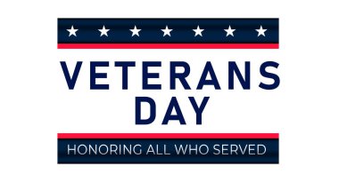 Gaziler Günü ABD Arkaplan Tasarımı. Harfleri ve ABD bayrak resimlerini sunan herkesi onurlandırıyor. Banner, Poster, Tebrik Kartı. Vektör İllüstrasyonu.