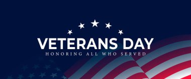 Gaziler Günü ABD Arkaplan Tasarımı. Harfleri ve ABD bayrak resimlerini sunan herkesi onurlandırıyor. Banner, Poster, Tebrik Kartı. Vektör İllüstrasyonu.