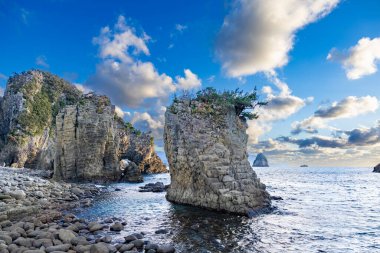 Nishiizu Ushima Sahili Beyaz Kaya Manzarası.