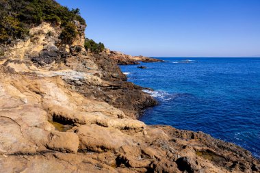 Izu Yarımadası 'ndaki güzel Tsumekizaki sahilinin manzarası.