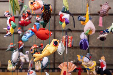 Many hanging hina dolls of Izu Inatori. clipart