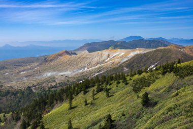 The magnificent view of Mount Kusatsu-Shirane in early spring with remaining snow. clipart