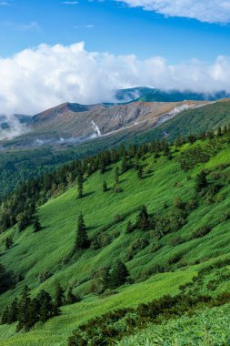 Spectacular view of Mt. Shirane in summer from Shibu Pass, Shiga Kogen. clipart