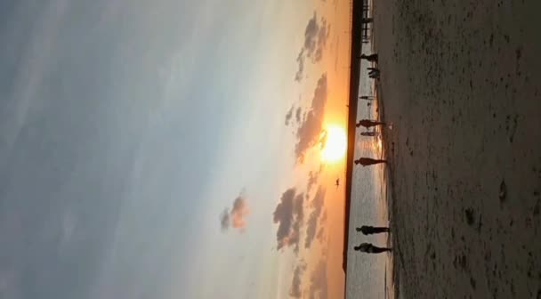 Ambiente Playa Kedonganan Bali Avión Que Aterrizó Por Tarde — Vídeo de stock