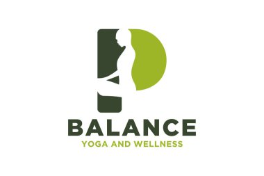 Yoga tasarımı kavramına sahip P vektörü logosu