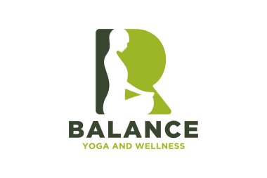 Yoga tasarımı kavramına sahip ilk vektör R logosu