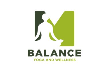 Yoga tasarımı kavramına sahip vektör M logosu