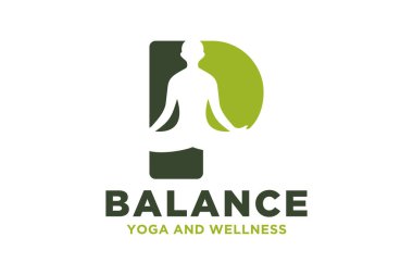 Yoga tasarımı kavramına sahip P vektörü logosu