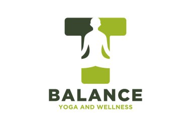 Yoga tasarımı kavramına sahip T vektörü logosu