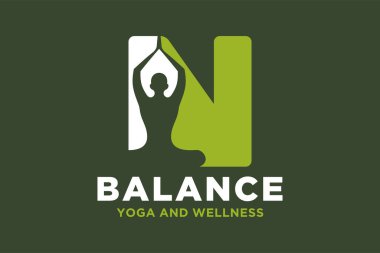 Yoga tasarımı kavramına sahip ilk vektör N logosu