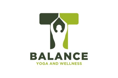 Yoga tasarımı kavramına sahip T vektörü logosu