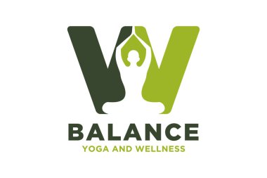 Yoga tasarımı kavramına sahip ilk vektör W logosu