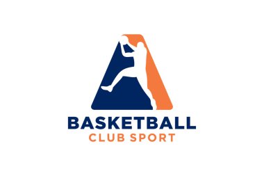 Baş harf A basketbol logosu simgesi. Sepet top logoti sembolü