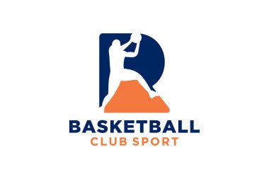 Baş harf R basketbol logosu simgesi. Sepet top logoti sembolü
