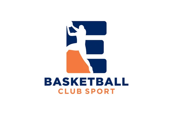 首字母E篮球标志图标 篮球运动标志 — 图库矢量图片