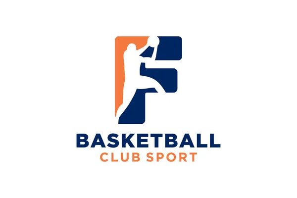 首字母F篮球标志图标 篮球运动标志 — 图库矢量图片
