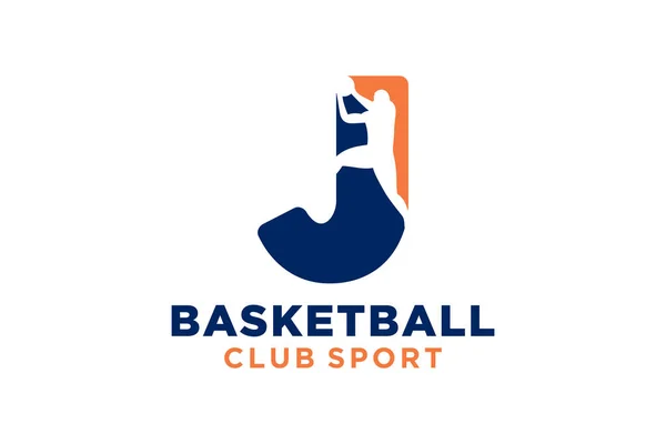 頭文字Jバスケットボールのロゴアイコン バスケットボールロゴタイプのシンボル — ストックベクタ