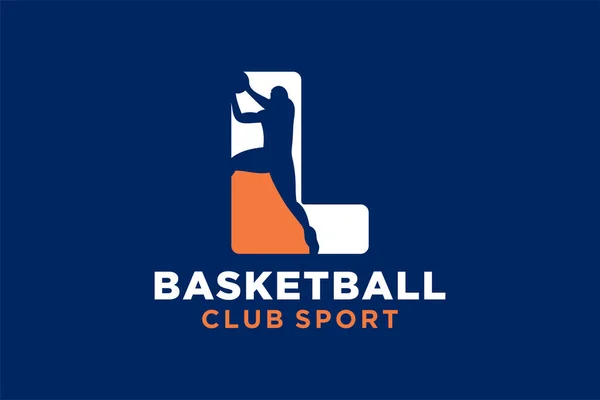 Első Betű Kosárlabda Logó Ikon Kosár Labda Logotípus Szimbólum — Stock Vector