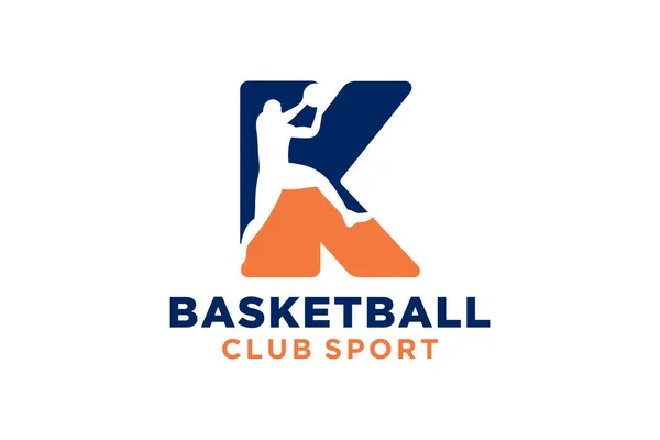 首字母K篮球标志图标 篮球运动标志 — 图库矢量图片