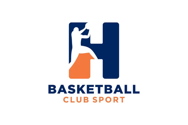 首字母H篮球标志图标 篮球运动标志 — 图库矢量图片