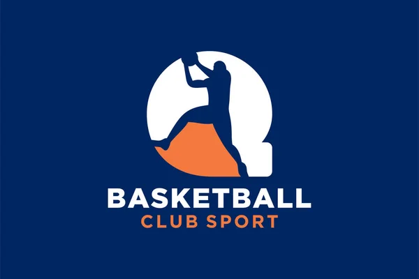 Letra Inicial Icono Del Logotipo Del Baloncesto Cesta Bola Logotipo — Vector de stock