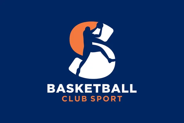 Początkowa Ikona Logo Koszykówki Symbol Logotypu Kuli Kosza — Wektor stockowy