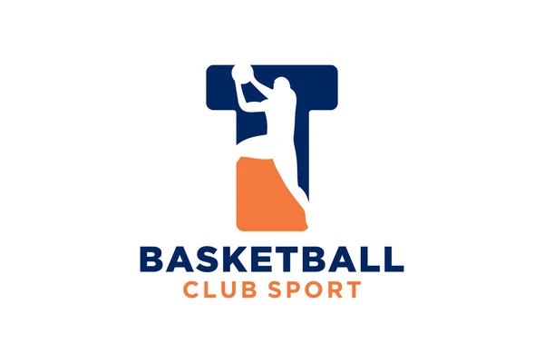 首字母T篮球标志图标 篮球运动标志 — 图库矢量图片