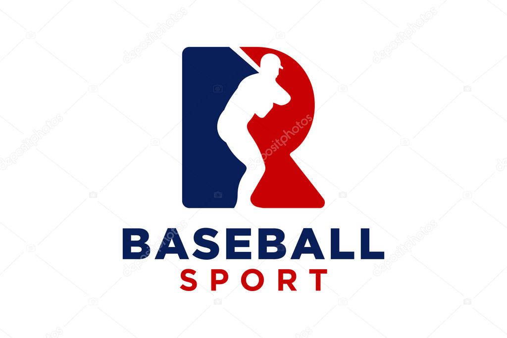 Letter R baseball logo icon vector template