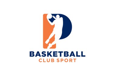 Baş harf P basketbol logosu simgesi. Sepet top logoti sembolü