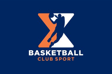 X harfli basketbol logosu simgesi. Sepet top logoti sembolü
