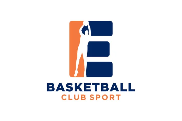 首字母E篮球标志图标 篮球运动标志 — 图库矢量图片