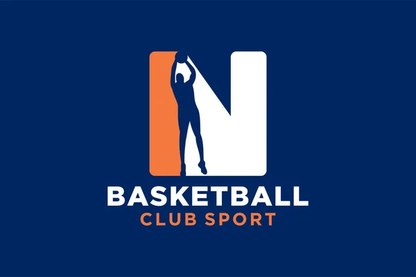 イニシャルはNバスケットボールロゴアイコン バスケットボールロゴタイプのシンボル — ストックベクタ