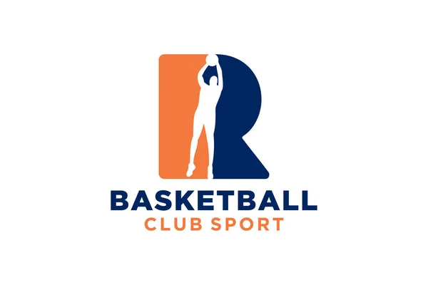 首字母R篮球标志图标 篮球运动标志 — 图库矢量图片