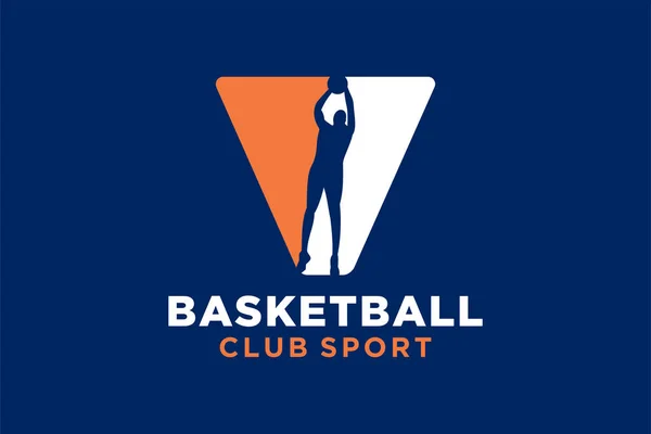 Letra Inicial Icono Del Logotipo Del Baloncesto Cesta Bola Logotipo — Vector de stock