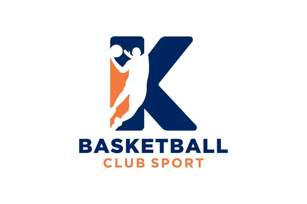 初期文字Kバスケットボールのロゴアイコン バスケットボールロゴタイプのシンボル — ストックベクタ