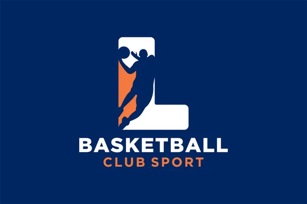 Początkowa Ikona Logo Koszykówki Symbol Logotypu Kuli Kosza — Wektor stockowy