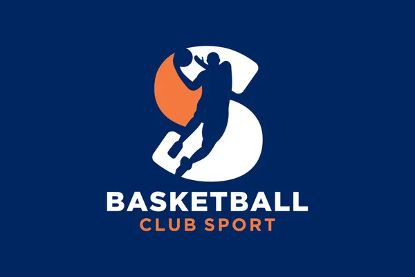 Letra Inicial Icono Del Logo Del Baloncesto Cesta Bola Logotipo — Vector de stock